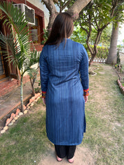Indigo textured Woollen kurta