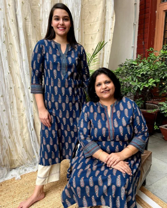 Blue Ambi Ban Neck Kurta