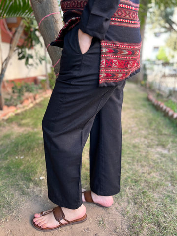 Black woollen palazzo - MYSANSKRITAM