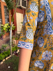 Mustard floral jaal yoke Kurta