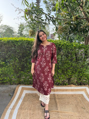 Wine big flower kodhi kurta