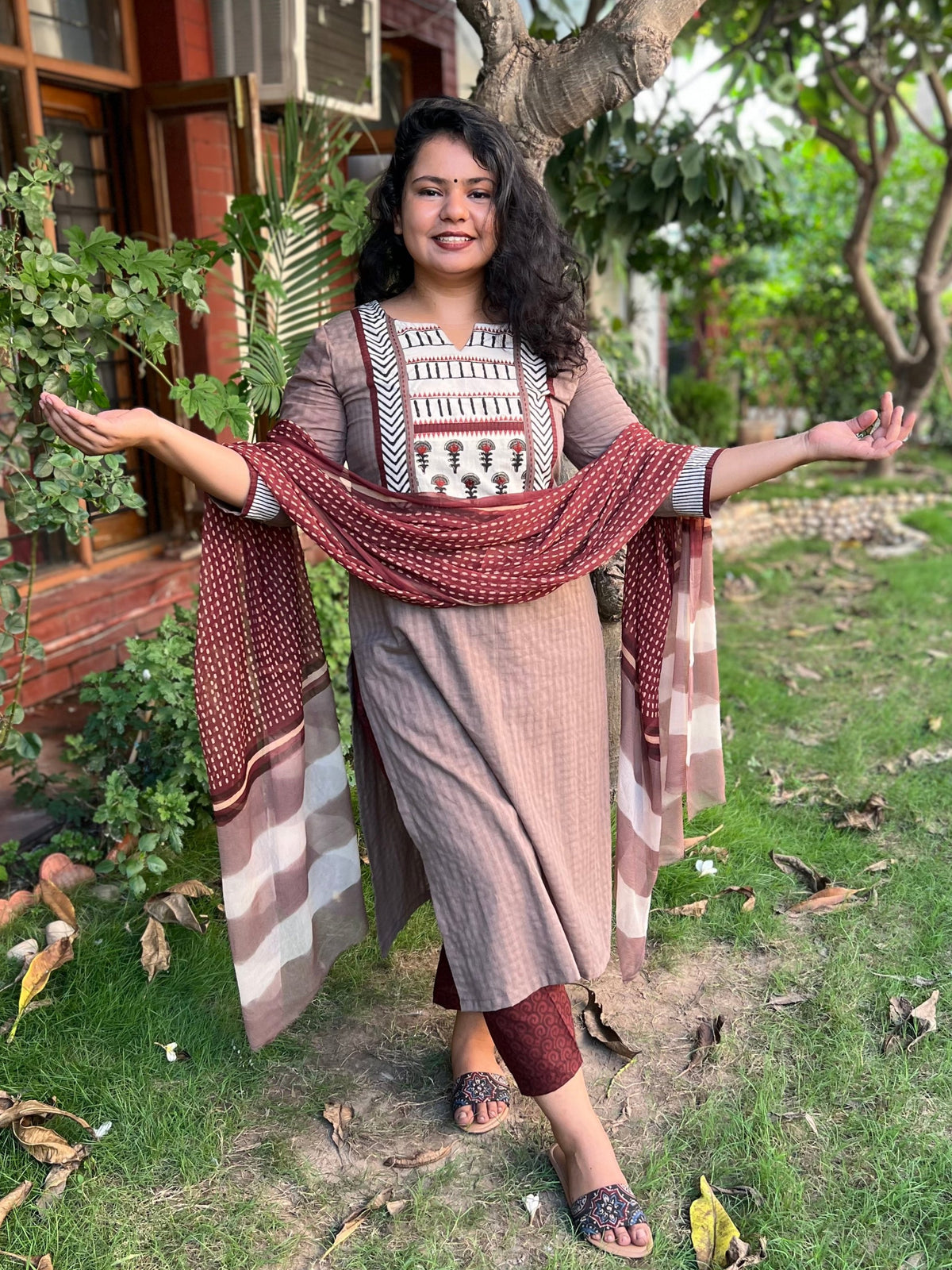 Mouse Brown Yoke Full suit set - MYSANSKRITAM