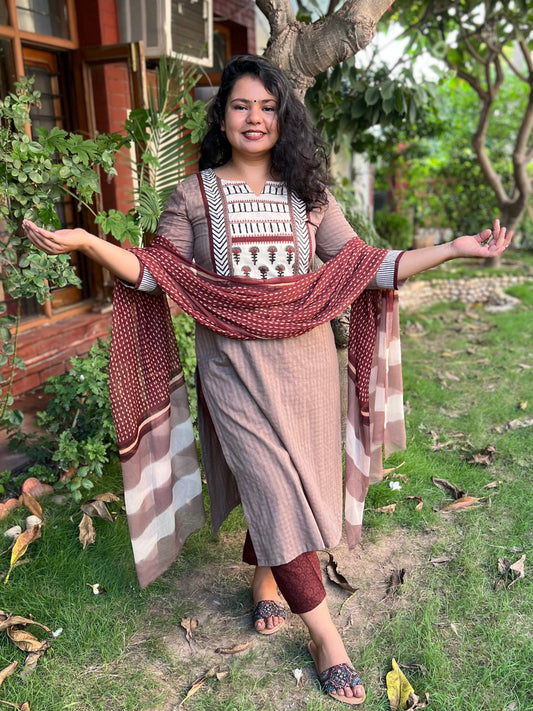 Mouse Brown Yoke Full suit set - MYSANSKRITAM