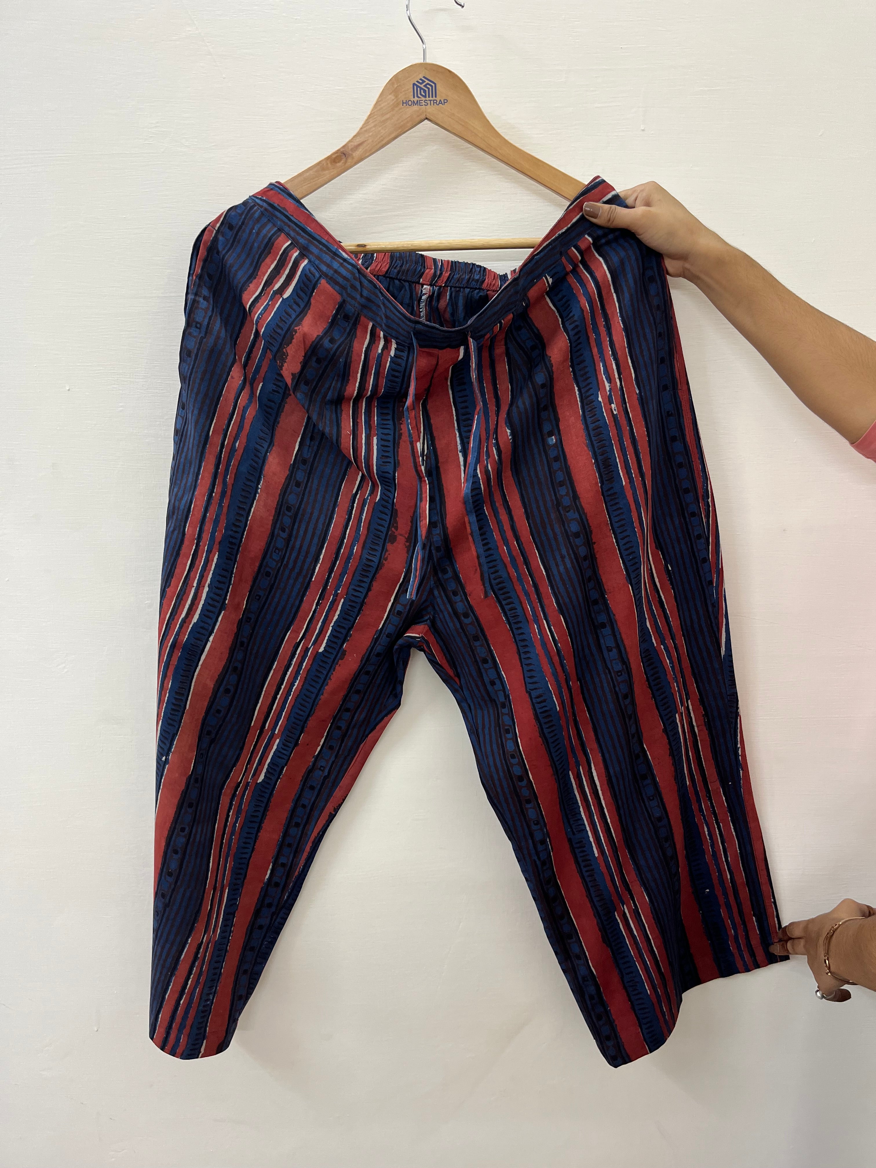 Indigo maroon lines palazzo - MYSANSKRITAM