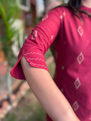 Maroon Diamond south cotton coord set - MYSANSKRITAM