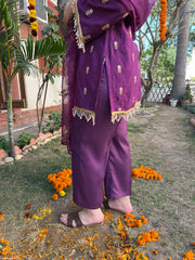 Purple embroidered Suit set