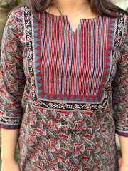 Ajrakh leaf yoke kurta