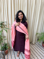 Wine Woollen kurta with shawl