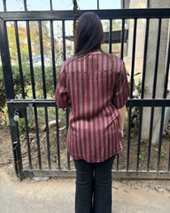 Premium maroon lines Modal silk Shirt