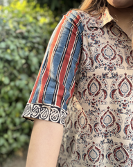 Beige Handblock designer top