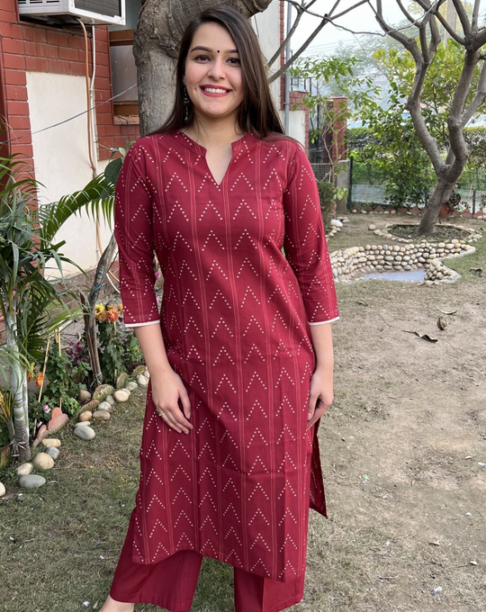 Maroon Arrow Kurta