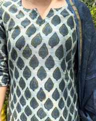 Morpankhi leaf Chanderi full suit set