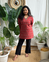 Maroon Ambi Ajrakh Kurti