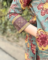 Sea green floral Aline kurta