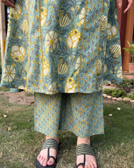 Pista Green yellow Lacework Aline full suit set