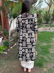 Black folk Ikat printed Kurta