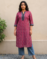 Ruby Red cotton kurta