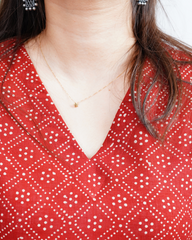Maroon bindi Kurta with kota doria dupppta
