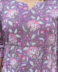 Onion handblock long kurta