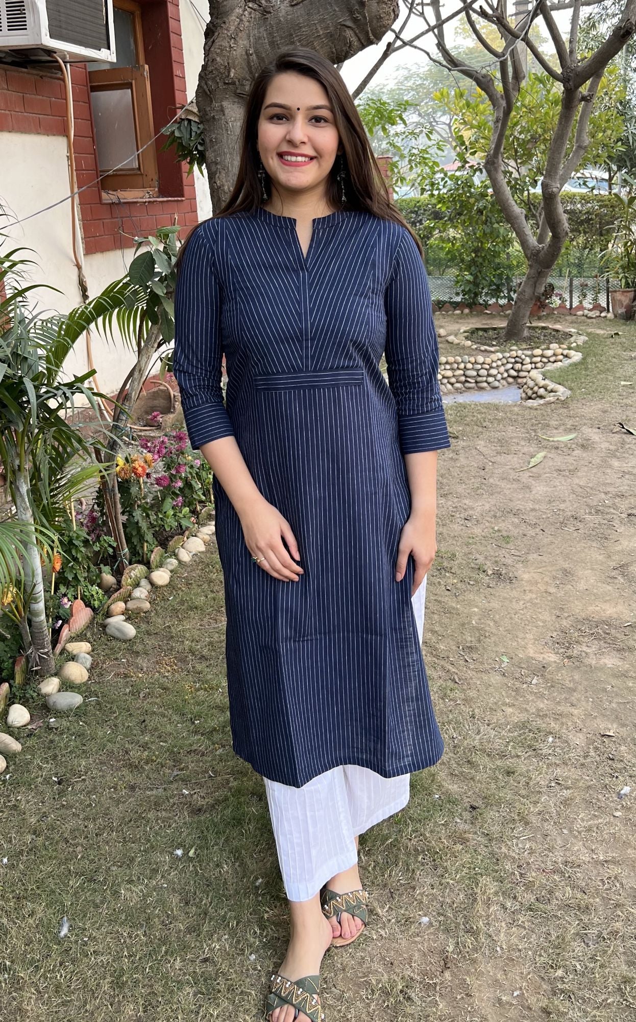 Indigo Office Wear Kurta Duppata Set - MYSANSKRITAM