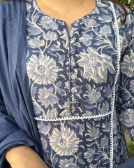 Blue sanganeri Aline full suit set