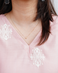 Soft pink fully embroidered kurta