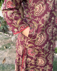 Burgundy floral jaal Coord set