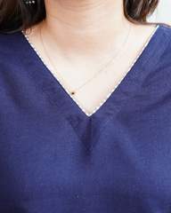 Solid blue embroidered short kurti