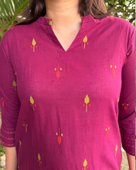 Burgundy small leaf south cotton coord set