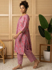 Pink Floral Cotton Suit Set