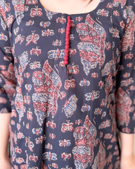 Black Abstract Aline kurta with pocket