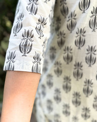 White Grey handblock printed suit set
