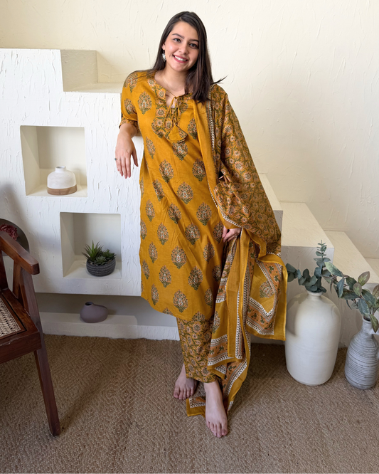 Mustard Sanganeri suit set