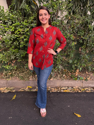 Maroon buta Shirt
