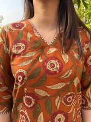Rust kalamkari kurta