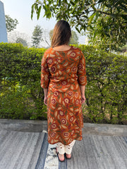 Rust kalamkari kurta