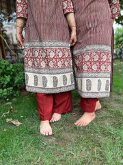 Maroon lines bagru Designer kurti - MYSANSKRITAM