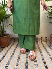 Leaf Green solid Suit set with Ajrakh Duppata