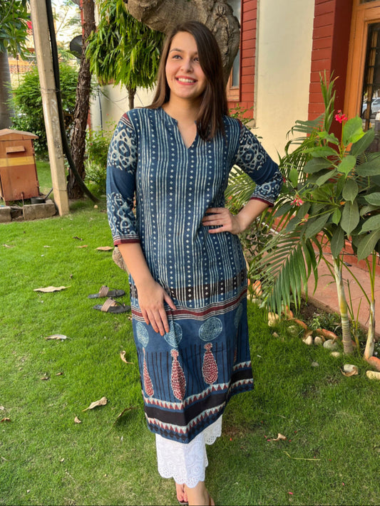 Indigo Designer Ajrakh Kurta