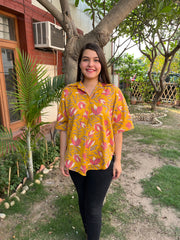 Mustard Floral Top - MYSANSKRITAM