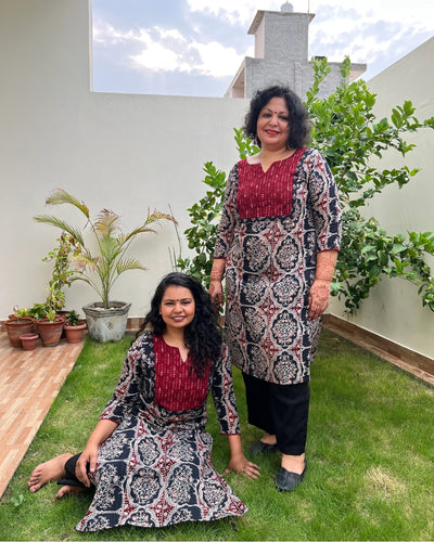 Ajrakh Yoke Kurti