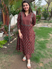 Maroon ambi yoke aline coord set