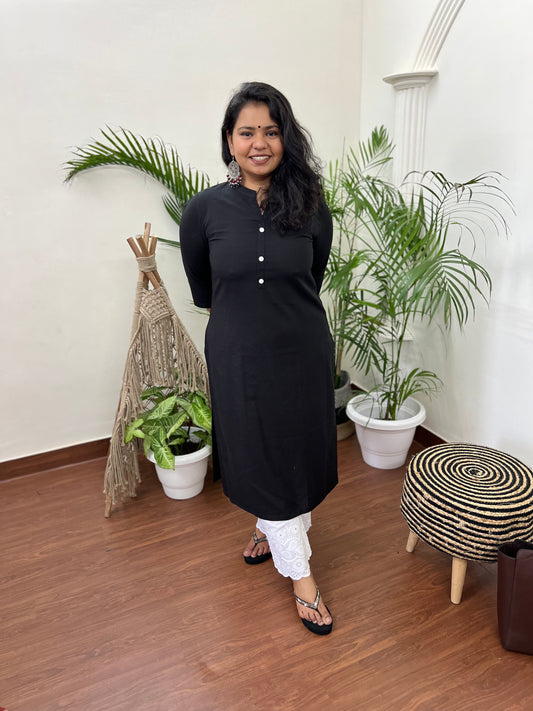 Black basic kurta - MYSANSKRITAM