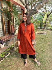 Rust Solid Woollen kurta
