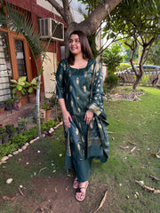 Bottle Green banarsi Silk Suit Set