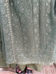 Mehendi green Lucknowi full suit set