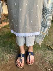 Slate Grey Kurta with handblock Chanderi duppata - MYSANSKRITAM