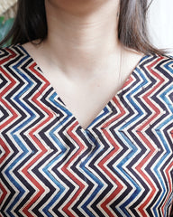 Multicolor Zigzag Modal Silk Kurta