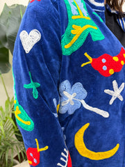 Blue abstract Suzani jacket