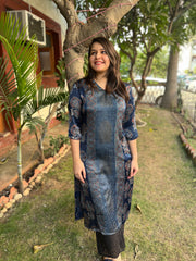 Indigo designer panel Modal silk kurta